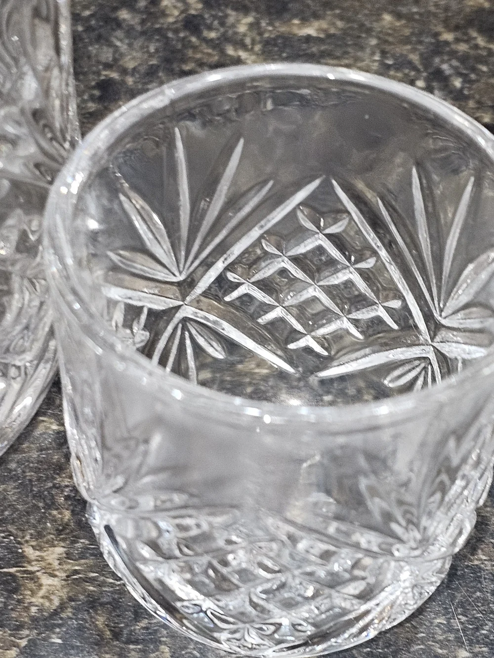 Cut Crystal Square Vase with Peach Rose And Crystal Bedside Water Bottle W/Lid